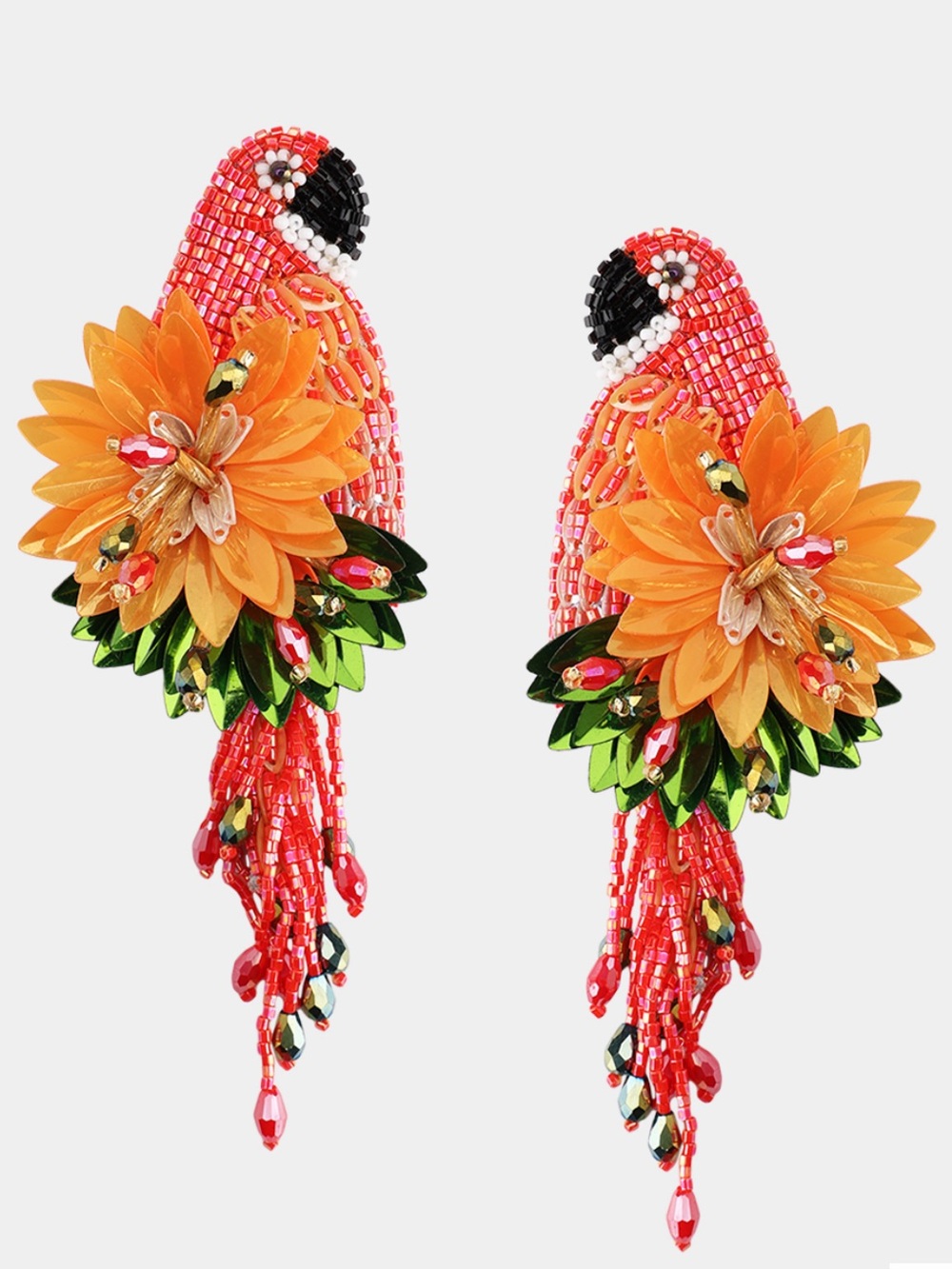 OLIVIA DAR Parrot Earrings - Orange